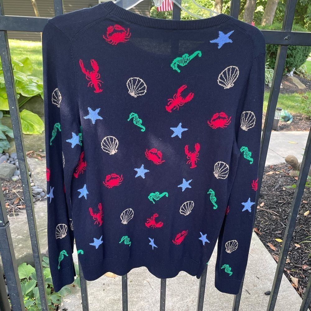 TALBOTS Down by the Sea  Nautical crewneck  sweater in navy - Picture 3 of 5